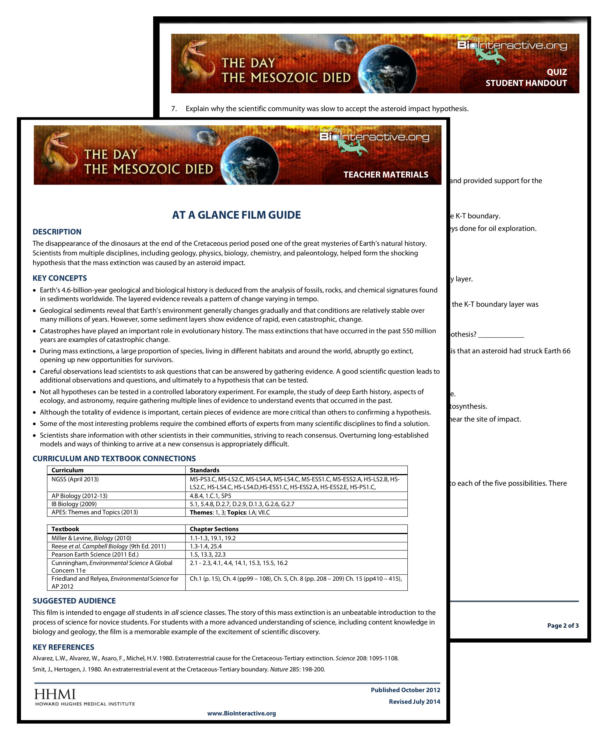 The Day the Mesozoic Died sheets - Educational Innovations Blog